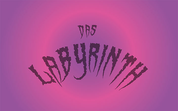 Das Labyrinth, die Schrift gestaltet